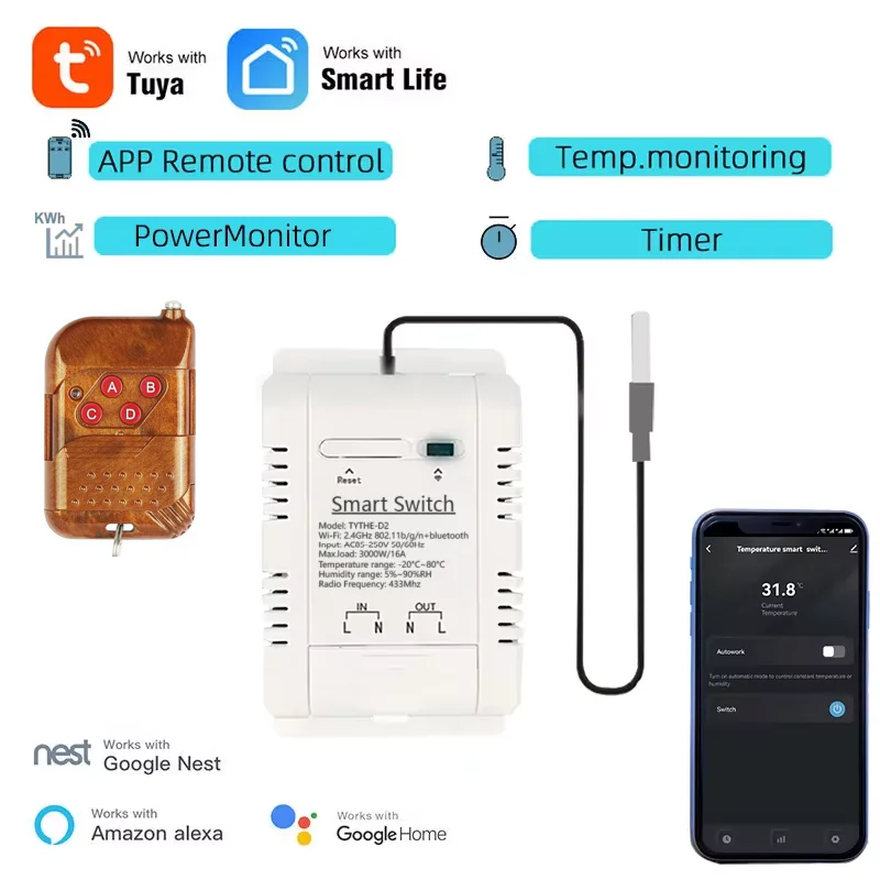 Sonoff Basic Switch - Tuya Wifi 16A/20A مفتاح درجة الحرارة