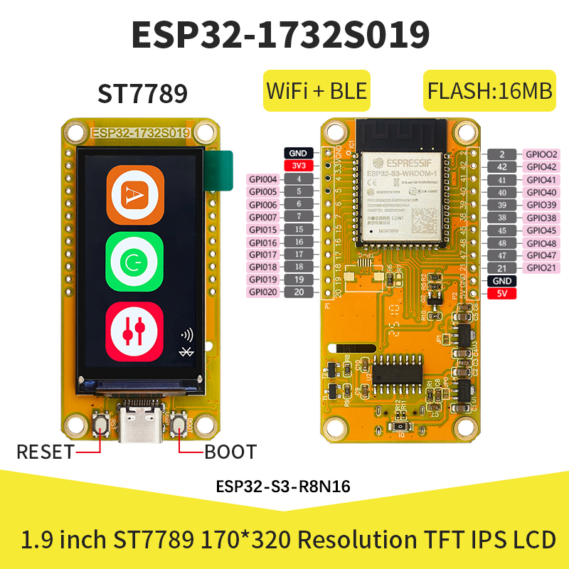 Home Automation Arduino - شاشة عرض ذكية ESP32-S3 مقاس 1.9