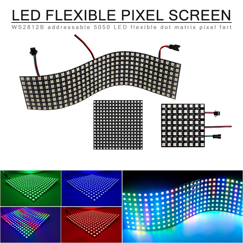 شاشة LED رقمية بكسلات WS2812B  - مراجعة Rgb Led Matrix 8X8 وسعره