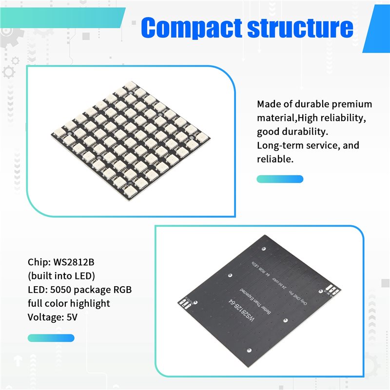 لوحة إضاءة LED AT82-WS2812 505 - مراجعة Rgb Led Matrix 8X8 وسعره