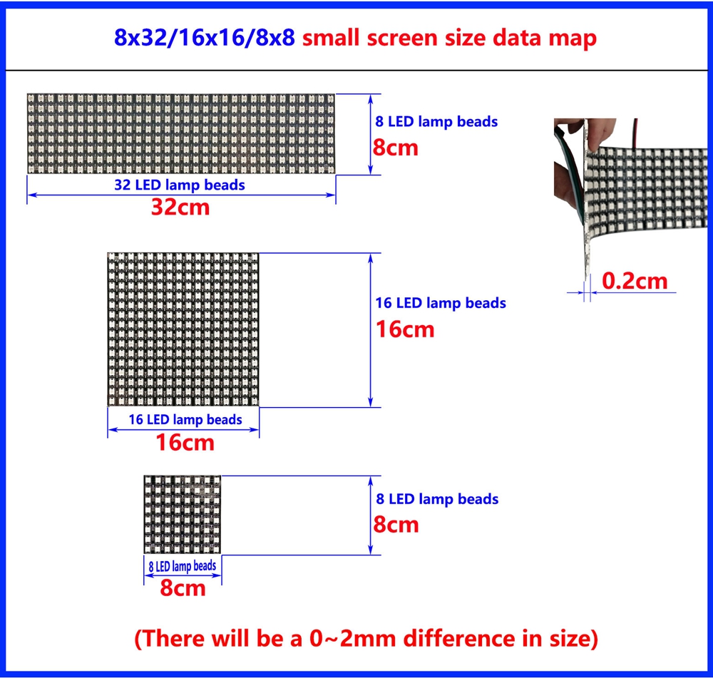 DC5V WS2812B 8*8 16*16 8*32 لو - مراجعة Rgb Led Matrix 8X8 وسعره