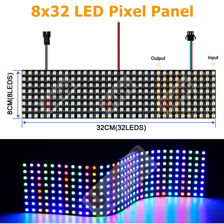 قطعتان من لوحة إضاءة رقمية مرن - مراجعة Rgb Led Matrix 8X8 وسعره