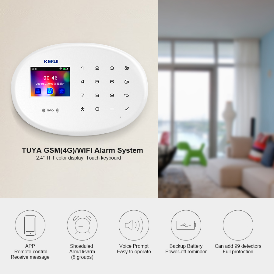 KERUI W202 WIFI GSM نظام إنذار - مراجعة Smart Home Automation Diy وسعره
