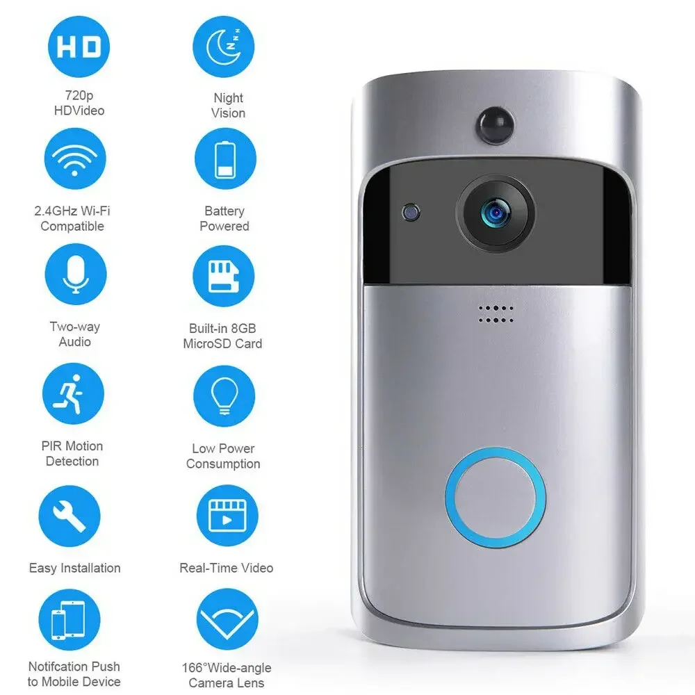 جرس باب ذكي لاسلكي بدقة 720P م - مراجعة Smart Doorbell Wired وسعره